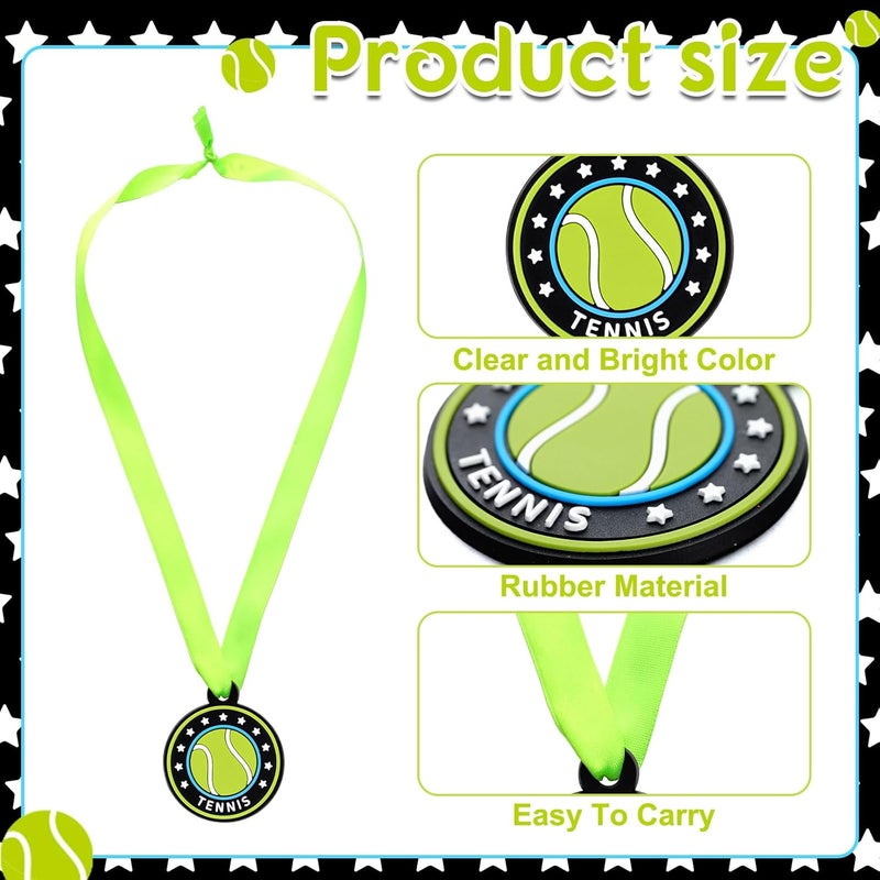 Loetere 24 Pcs Sport Ball Award Medals Bulk 2 Inch Rubber Ball Medals Trophies with Ribbons for Winner or Team Participation Gift - Image 3